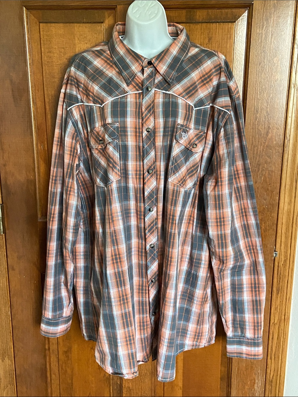 Cowboy Hardware Men's Plaid Long Sleeve Western Pearl Snap rodeo Size XXL
